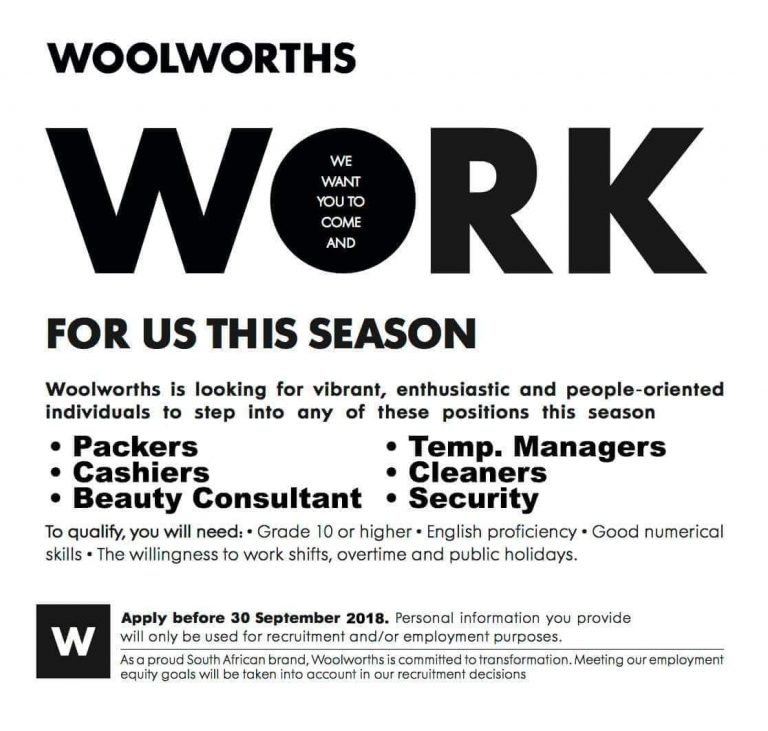 Woolworths Vacancies (Job Opportunities) Khabza Career Portal