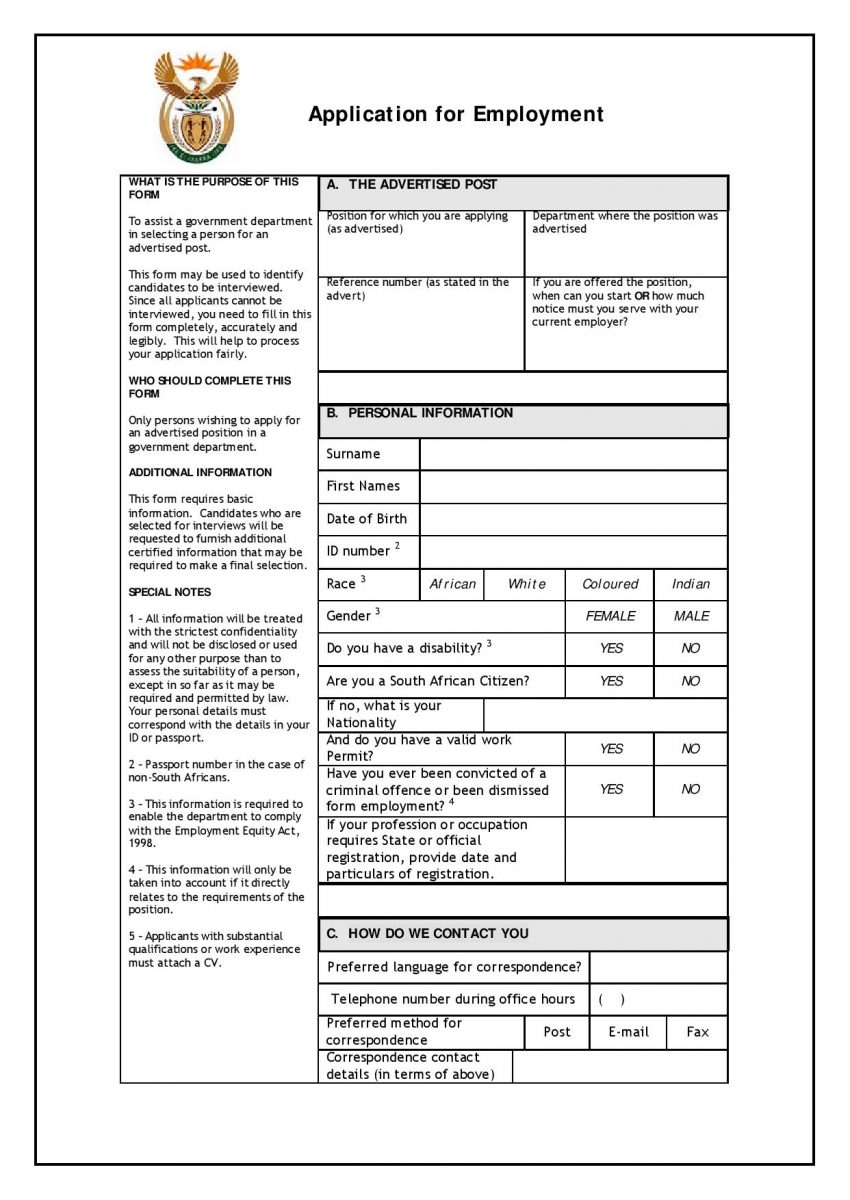 Government Free Z83 Application Form (PDF and Word) Khabza Career