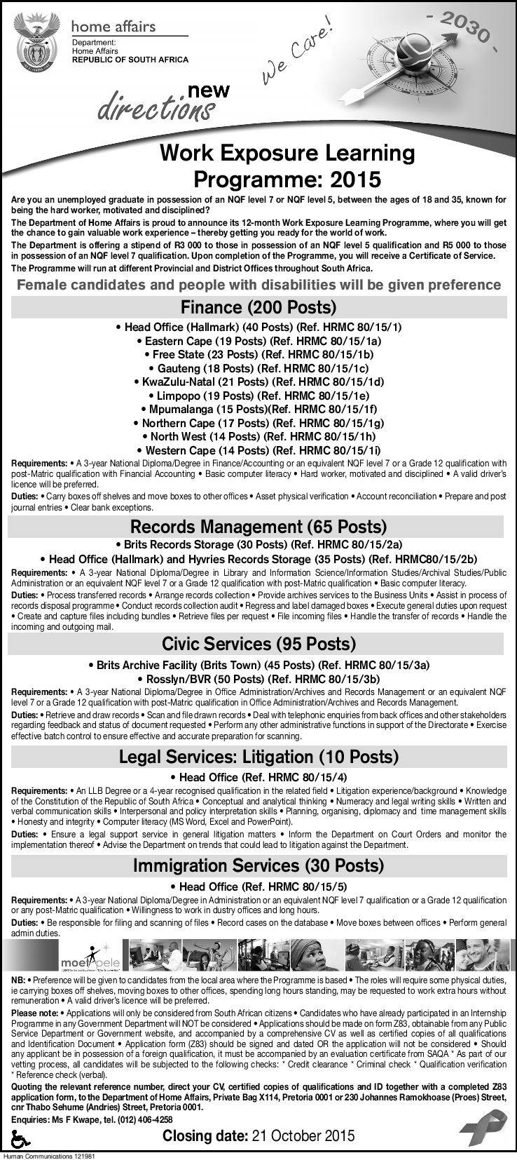 DHA Work Exposure Learning Programme 2015