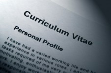 Close up of Curriculum Vitae title page CV