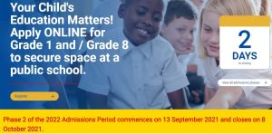 Parents in Gauteng Phase 2 Online Admissions For Grade 1 and 8 End In Two Days
