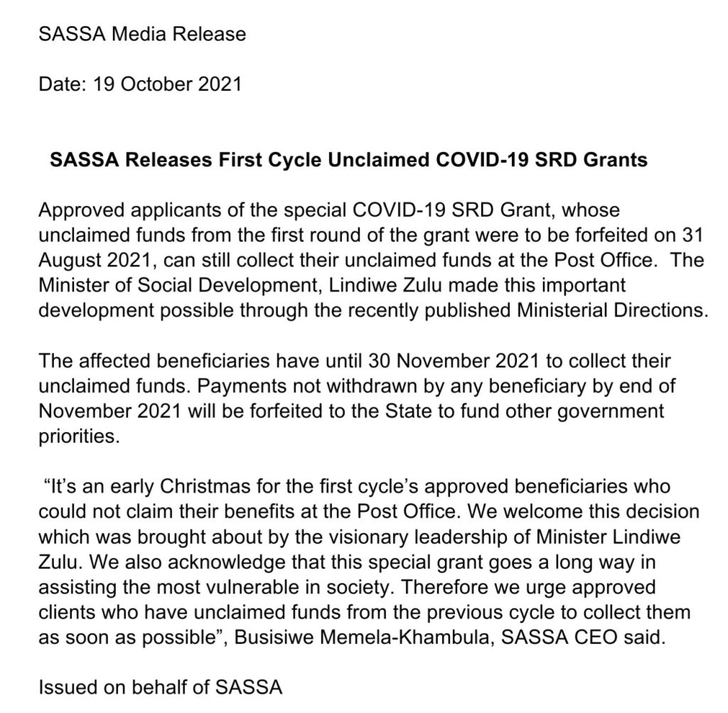 unclaimed R350 grants