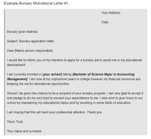 2025 Bursary Motivational Letter Sample