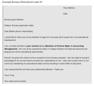 2023 Bursary Motivational Letter Sample