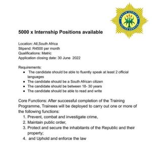 SAPS: Trainee Internships 2022 / 2023