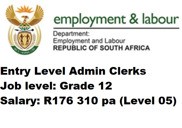 Department of Employment and Labour: Entry Level Admin Clerks