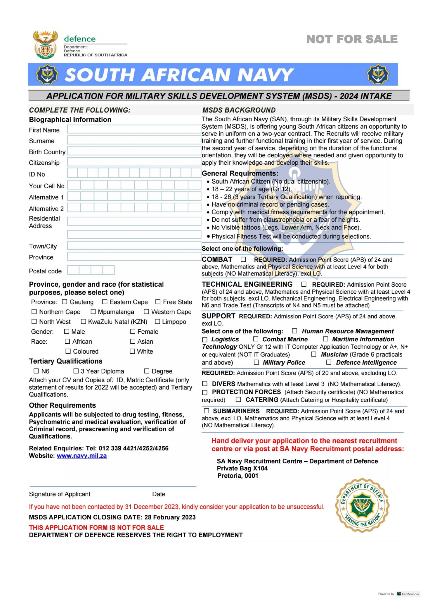 South African Navy Military Training Programme 2023 / 2024 » Khabza