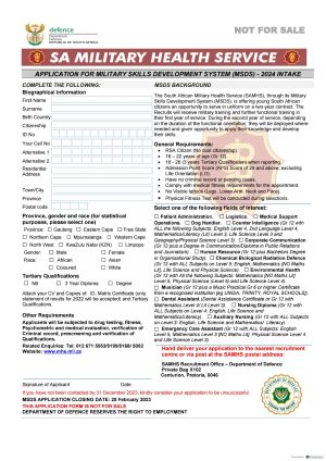 SAMHS MSDS Application Form 2023