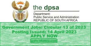 Government Jobs: Circular 13 of 2023